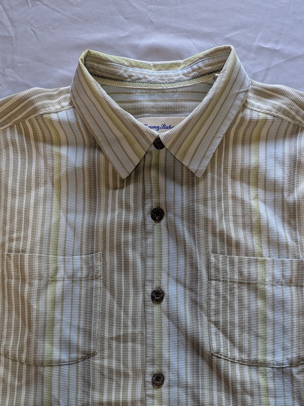 Tommy Bahama Mens Silk Striped Short Sleeve Button Up Shirt